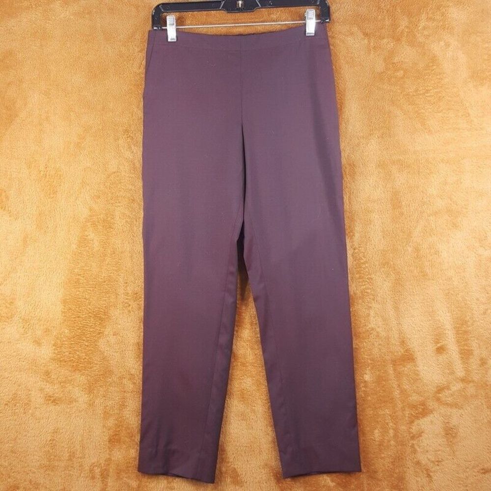 6397 Womens Pants Size XS Burgundy Pull On Straight Ankle Wool Blend Trouser